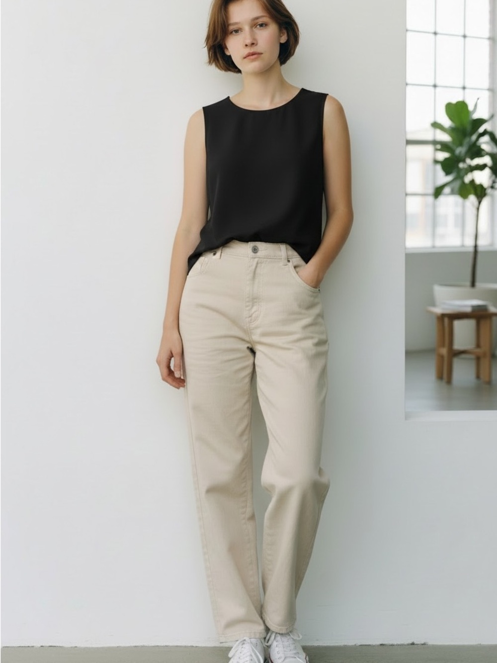 Tahari Black Sleeveless Shell